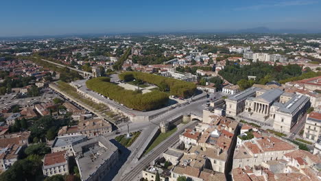 Montpellier-park-peyrou-by-drone-aerial.-Sunny-day-french-formal-garden